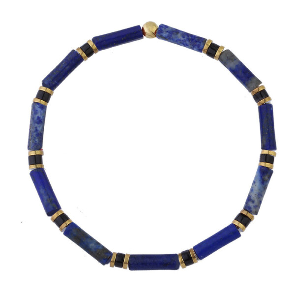 Luxusní pánský náramek Antonio Gold - lapis lazuli a onyx, 21 cm Modrá