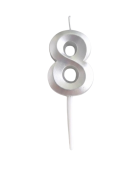 Dortisimo Svíčka s elegantním motivem číslo 8 stříbrná