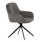 Židle jídelní, 180° otočný mechanismus, lanýžová voděodolná látka, černý kov