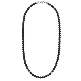 Pánský korálkový náhrdelník Giorgio - 6 mm přírodní matný onyx, Černá 55 cm