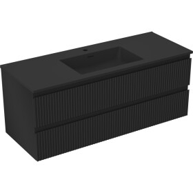 MEXEN/S - Rivel koupelnová skříňka 120 cm s umyvadlem Otis, 2 zásuvky, reliéf , černá mat 91A20-12047-2-BFF71-W18M71