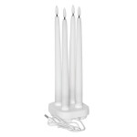 STAR TRADING Dobíjecí LED svíčky Flamme – set 4 ks + dobíjecí stanice, bílá barva, plast