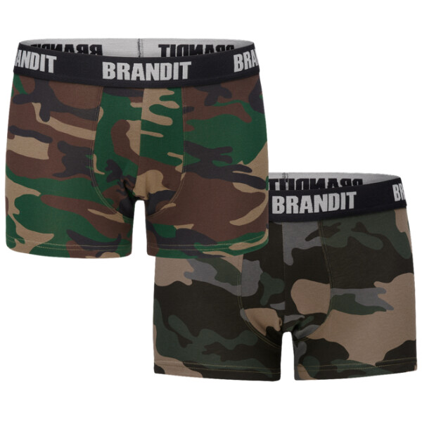 Brandit Boxerky Boxershorts Logo [sada 2 ks] woodland + darkcamo XXL