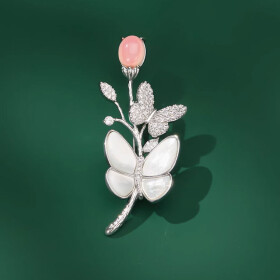 Luxusní brož s motýlem a perletí Anna, Stříbrná