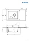 DEANTE Capella grafit metalic Skleněno Granitový dřez odkapávačem ZSC_GX2C