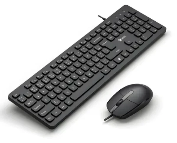 C-TECH KBM-105 černá / Drátový set klávesnice a myši / CZ/SK / USB / 105 kláves / 1200DPI (KBM-105-BL)