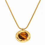 Dámský náhrdelník s tygřím okem Seraphina Gold - chirurgická ocel, Zlatá 42 cm + 5 cm (prodloužení)
