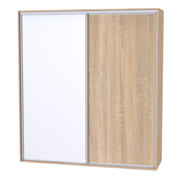 Nábytek Mikulík Skříň ONYX - 1x plné dveře + 1x zrcadlo (š 120-200 cm/v 220 cm) ROZMĚR: (š/v/h) 150 x 220 x 60 cm