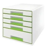 Leitz WOW CUBE bílo-zelená / Zásuvkový box / 5 zásuvek / plast (52142054)