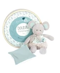 Doudou Dárková sada - Plyšová myška s dečkou z BIO bavlny 22 cm