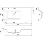 MEXEN - Otis umyvadlo zapuštěné do desky levá 91 x 46,5, bílá lesk 25189000L