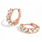 Royal Fashion náušnice 14k zlato Vermeil GU-DR22120E-ROSEGOLD-MOONSTONE-TOPAZ-OPAL