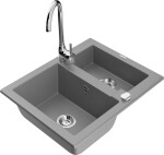 MEXEN/S - Carlos granitový dřez 1.5 včetně baterie Telma, šedá 6518-71-670200-00