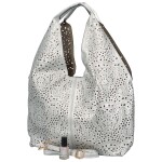 Trendy dámská koženková kabelka Riona, stříbrná