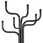 Věšák stojanový, kovová konstrukce, černý matný lak, výška 188 cm, nosnost 12 kg