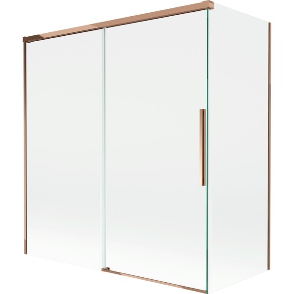 MEXEN/S - Rox vanová zástěna 2-křídlová posuvná 150 + 70 x 150, transparent, růžové zlato 8C9-150-070-60-00