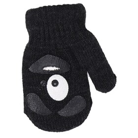BeSnazzy pletené dětské rukavičky zateplené s obrázkem - chlapecké - tmavě šedé, velikost: 12cm