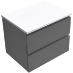 CERANO - Koupelnová skříňka Carole - antracitová + deska z lit. mramoru Elanys - 12 mm - bílá matná - 60x49,2x46 CER-266074