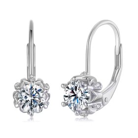 Stříbrné náušnice Laura 0,5 ct MOISSANITE + CERTIFIKÁT, Stříbrná certifikát GRA, hadřík na čištění stříbra, dárková krabička