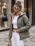 Dámská přechodová bunda s odnímatelnou kapucí, zelená, FashionStreet TY5778 XXL