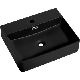 CERANO - Umyvadlo keramické - nástěnné i na desku - Peno - černá matná - 50x42 CER-665631