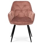 Jídelní židle, potah strorůžová sametová látka, kovová 4nohá podnož, černý lak