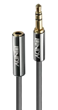 Lindy Cromo antracitová / Audio kabel / Jack 3,5 mm prodlužovací / 0,5 m / Pozlacené konektory (35326)