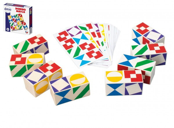 Domino match společenská hra dřevo v krabičce 15x15x3,5cm