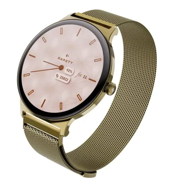 Garett Verona 2 zlatá / Chytré hodinky / AMOLED / Bluetooth hovory / IP68 / MESH řemínek (VERONA_2_MESH_GLD)