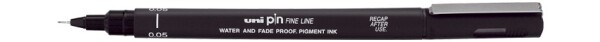 UNI PIN 005 liner 0,05 mm černý voděodolný uni pin 005 fineliner 0,05mm černý technické pero liner voděodolný světlostálý super ink na kreslení detail jemná linka