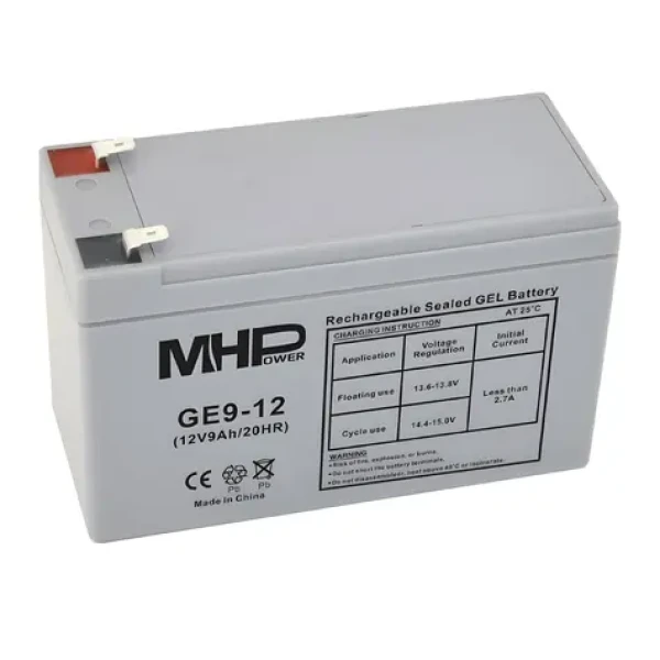 Carspa MHPower GE9-12 / Gelový akumulátor / VRLA GEL / 12V/9Ah / Faston F2 6,3mm / Deep Cycle (GE9-12)