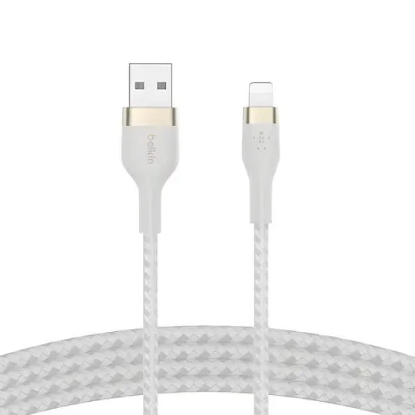 Belkin Flex CAA010bt3MWH bílá / Kabel USB-A na Lightning / 3 m / MFi certifikace (CAA010BT3MWH)