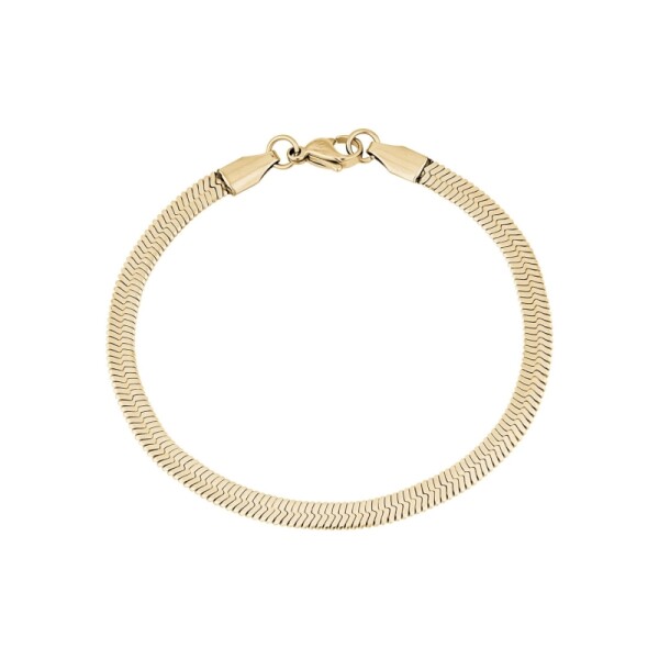 Pozlacený herringbone náramek – 3 mm plochý had, Zlatá 17 cm