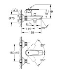 GROHE - Start Edge Vanová nástěnná baterie, chrom 24198001