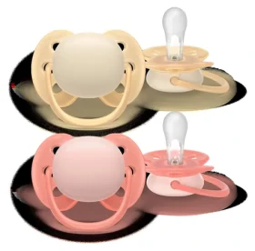 Philips AVENT Dudlík Ultrasoft SCF091/38 růžová, žlutá / 0-6 měsíců / dívka / 2 ks