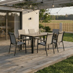 Zahradní stůl 160x90cm, hliník, polywood, černá, AZT-S1514 BK