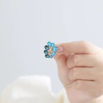 Náušnice Swarovski Elements Leah Blue - květina, Modrá