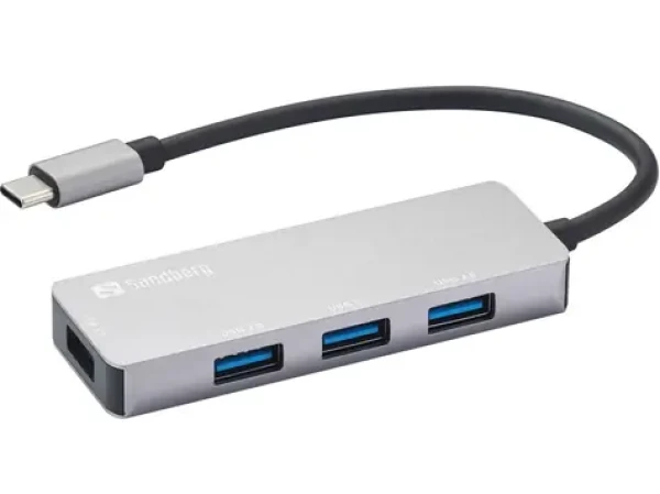 Sandberg Saver USB-C HUB stříbrná / 1x USB 3.0 a 3x USB 2.0 (336-32)