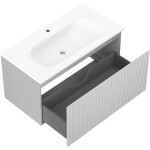 MEXEN/S - Rivel koupelnová skříňka 90 cm s umyvadlem Vela, 1 šuplík, reliéf , šedá mat/bílá mat 91A20-09047-1-BF62-W23M01