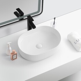 Erga Lakelyn, umyvadlo na desku 600x370x135 mm, bílá lesklá, ERG-V03-9720B-WH
