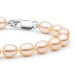 Perlový náramek Katy - řiční perla, stříbro 925/1000, 18 cm (XS) Růžová