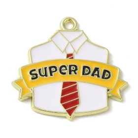 Kovový přívěsek - super táta - barevný - 24 x 25 x 1 mm - 1 ks