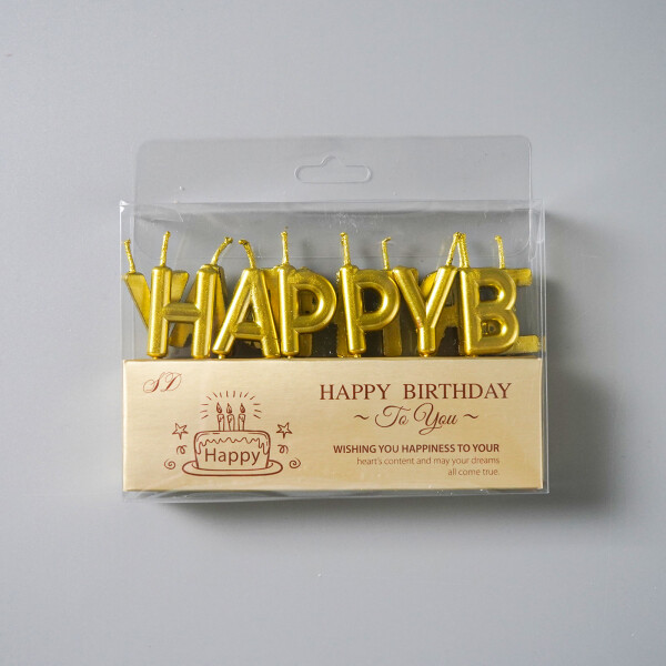 Dortové svíčky "Happy Birthday" zlaté 13ks