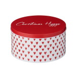 Ib Laursen Kulatá plechová dóza Christmas Hygge, červená barva, kov
