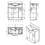 AQUALINE - KERAMIA FRESH umyvadlová skříňka 74,5x74x34,7cm, dub platin 50083