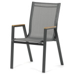 Zahradní židle, kov, síťovina, šedá, AZC-S1050 GREY