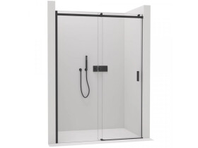 CERANO - Sprchové posuvné dveře Santoro L/P - 8 mm - černá matná, transparentní sklo - 130x195 CER-8050BD7261