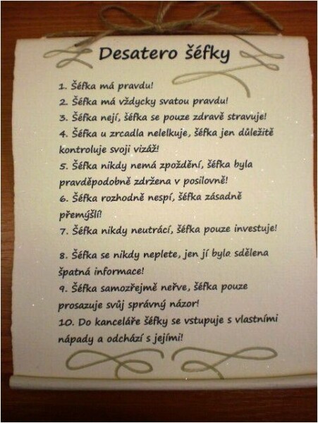 Bene Pergamen - desatero - šéfky