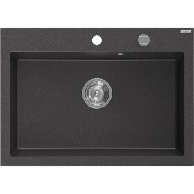 MEXEN - Elix granitový dřez 1-miska 700 x 500 mm, černá kropenatá, sifon chrom 6526701005-76