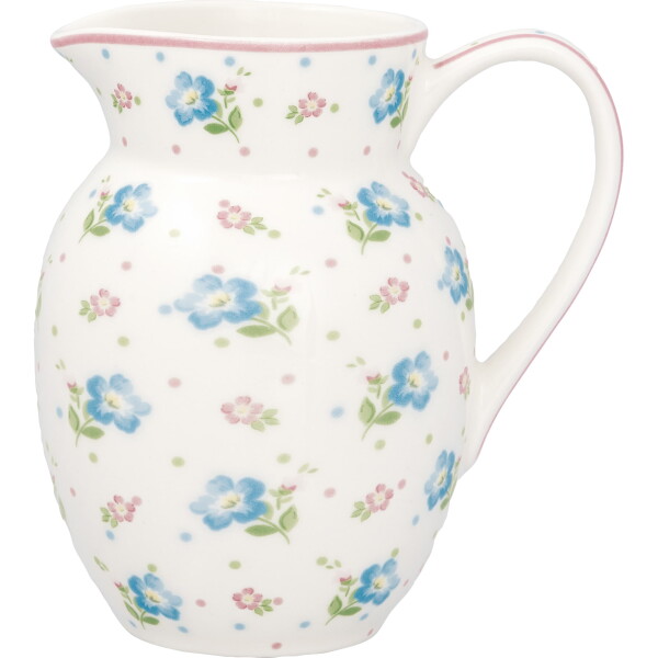 GREEN GATE Porcelánový džbánek Rosalia White 0,5 l, modrá barva, porcelán